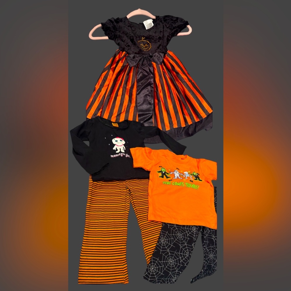 Baby girls size 18 24 months Halloween outfit sets dress spider leggings t-shirt